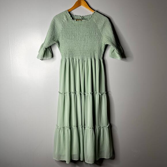 Jessakae Wandering Willoughby Ruffle Midi Dress Women's Large Fairy Milkmaid - Picture 2 of 10